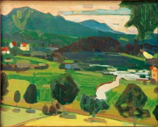 Widok na Murnau przez jezioro Staffelsee